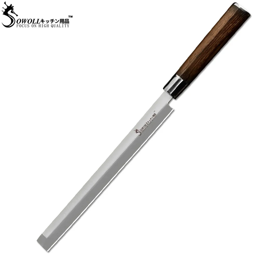 Sowoll Japanese Sushi Knife High Carbon Stainless Steel Salmon Knife 9" Extra Long Slicer Razor Sharp Sashimi Watermelon Knives
Sowoll Japanese Sushi Knife High Carbon Stainless Steel Salmon Knife 9" Extra Long Slicer Razor Sharp Sashimi Watermelon Knives