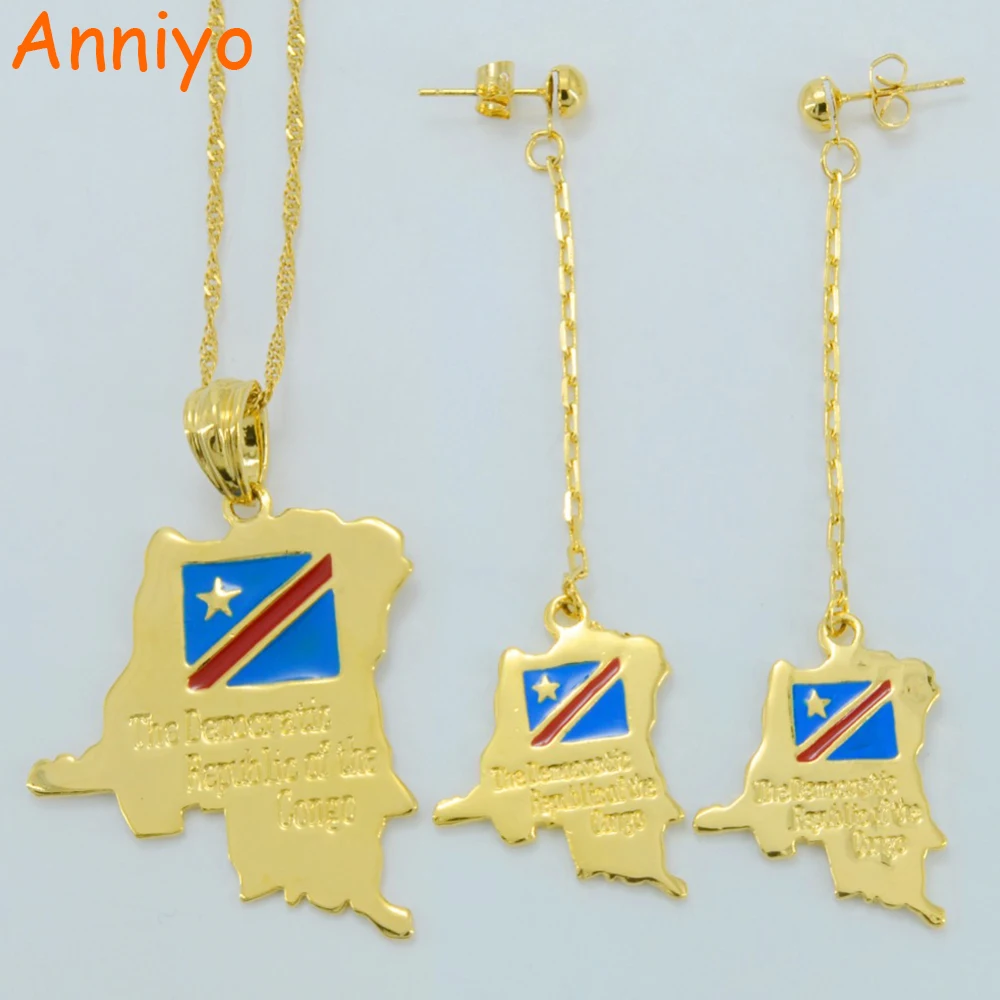 Anniyo Democratic Republic of the Congo Map Necklace Earrings Gold Color DRC Pendant Congo Jewelry For Women Girl #046611
Anniyo Democratic Republic of the Congo Map Necklace Earrings Gold Color DRC Pendant Congo Jewelry For Women Girl #046611