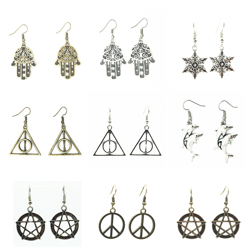 2019 Hot New Fashion Vintage Retro Bijoux Peace Snowflake Anchors Hand Triangle Dolphin Dangling Drop Earrings For Women Jewelry
2019 Hot New Fashion Vintage Retro Bijoux Peace Snowflake Anchors Hand Triangle Dolphin Dangling Drop Earrings For Women Jewelry