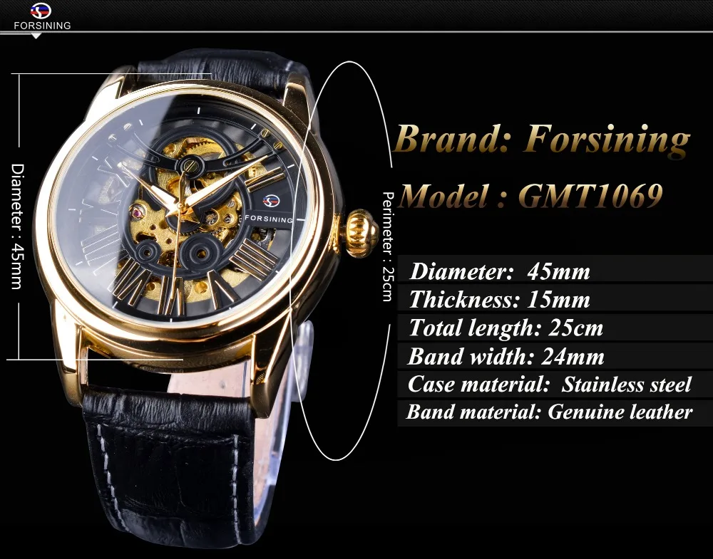 Forsining Leather Roman Design Watch