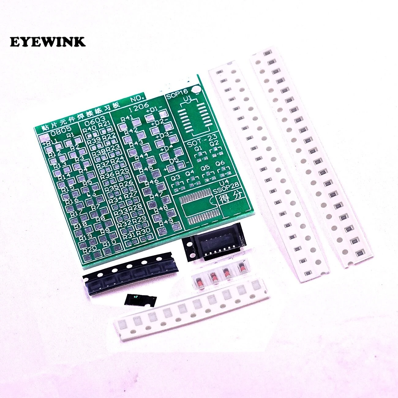 SMT SMD Component Welding Practice Board Soldering DIY Kit Resitor Diode Transistor By start Learning Electronic
SMT SMD Component Welding Practice Board Soldering DIY Kit Resitor Diode Transistor By start Learning Electronic