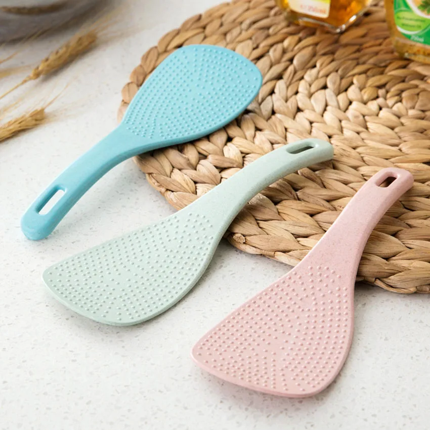 Curved Rice Cooker Eco-Friendly Wheat Straw Scoop Non-Stick Meal Spoon Kitchen Utensil Shovel With Hooks | Дом и сад