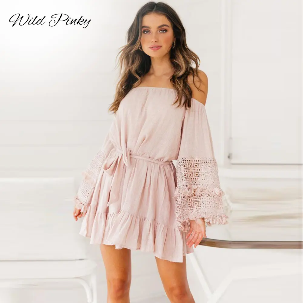 WildPinky Off Shoulder Tassel Ruffles Dress Women White Flare Sleeve Vintage Short Dress Spring Summer Casual Mini Dress Vestido
WildPinky Off Shoulder Tassel Ruffles Dress Women White Flare Sleeve Vintage Short Dress Spring Summer Casual Mini Dress Vestido