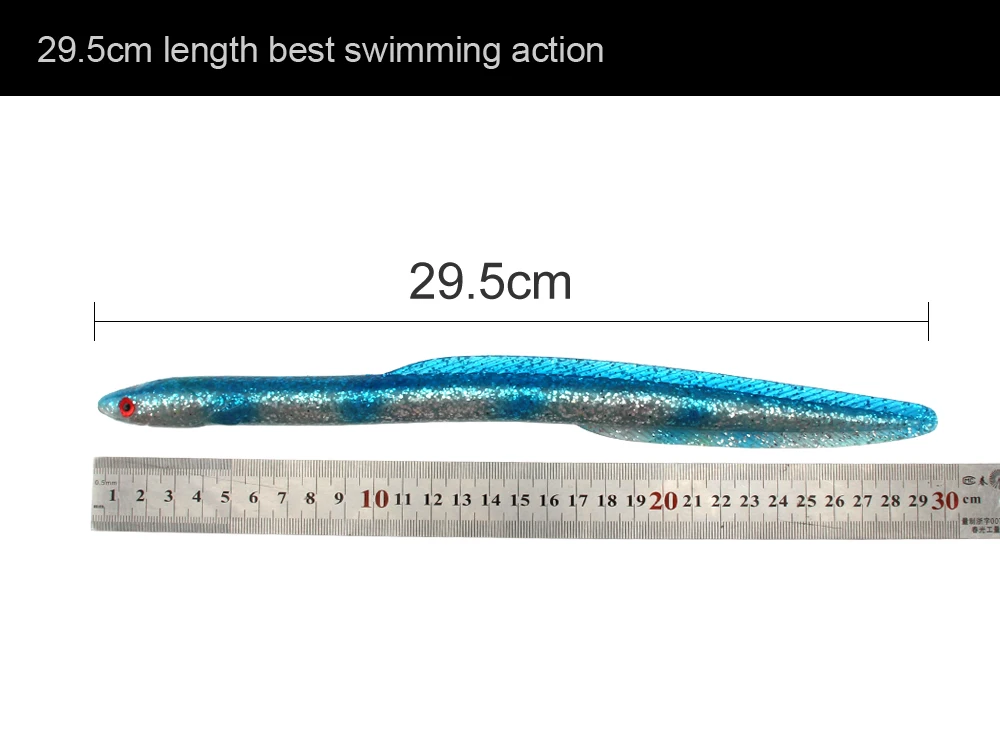 3pcLot Simulation Of Three-Dimensional Eel Lure Soft Baits Sinking Fishing Lure 29.5cm, 57g, 5 Colors Eels For Big Game (6)