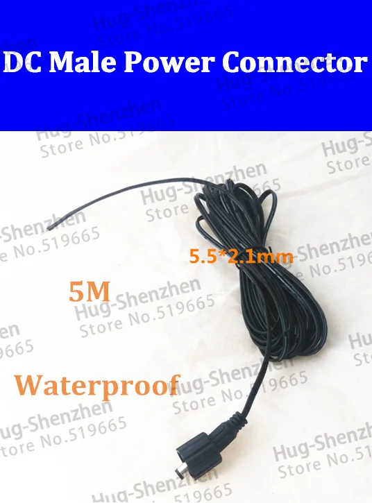 20pc/lot Black LED Connector DC Cable Waterproof DC5.5 x 2.1mm Male jack 5M wire for Led Power Adapter Plug Cord
20pc/lot Black LED Connector DC Cable Waterproof DC5.5 x 2.1mm Male jack 5M wire for Led Power Adapter Plug Cord
