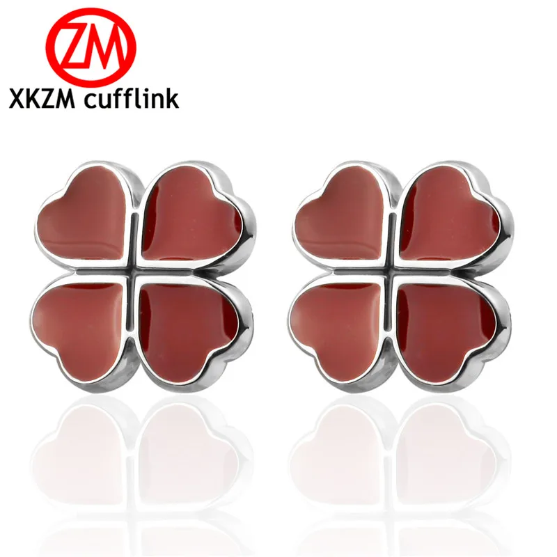 

Luxury Men Red clover Cufflinks High Quality Lawyer Groom Wedding Cufflinks For Mens Shirt Cuff Links French Jewelry