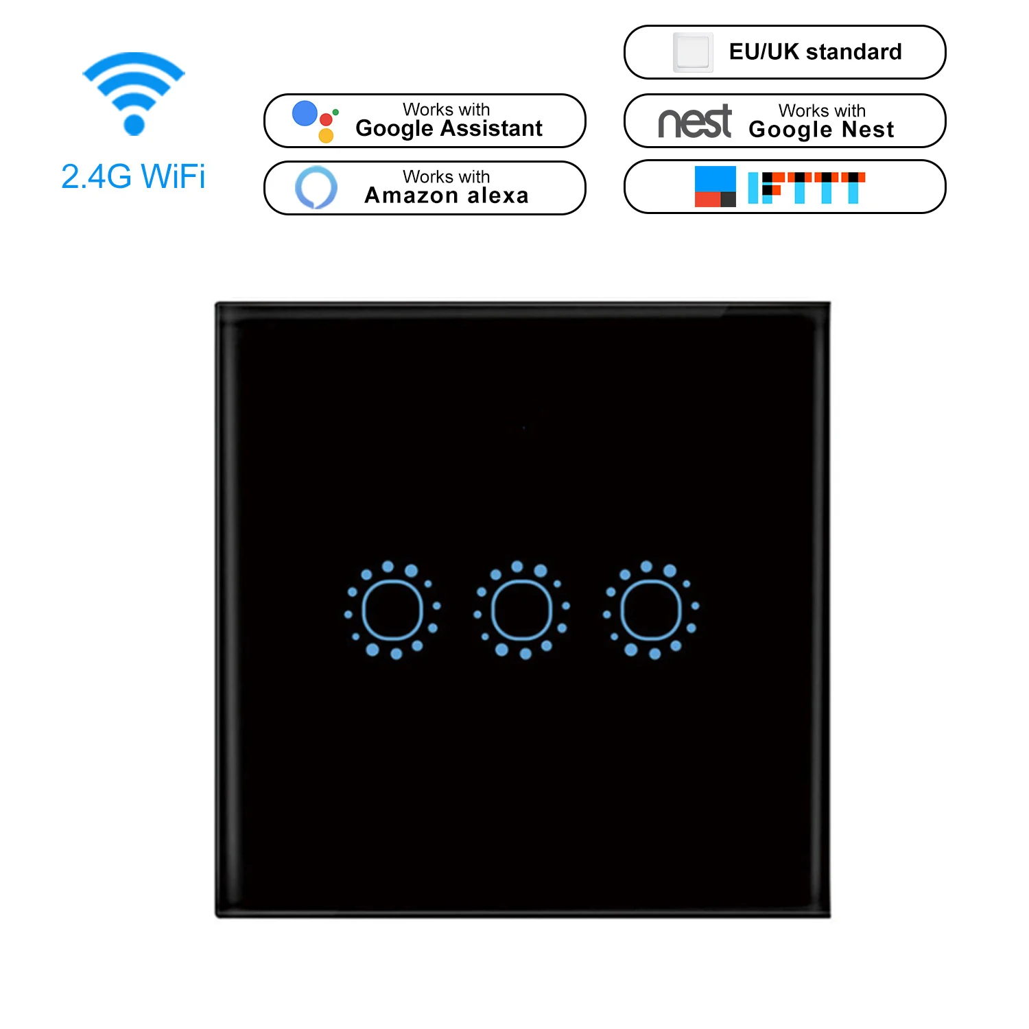 Smart light Switch Double Control 1 2 3 Gang WiFi +RF Wall touch Switch eWeLink APP Compatible with Alexa Google Assistant IFTTT
Smart light Switch Double Control 1 2 3 Gang WiFi +RF Wall touch Switch eWeLink APP Compatible with Alexa Google Assistant IFTTT