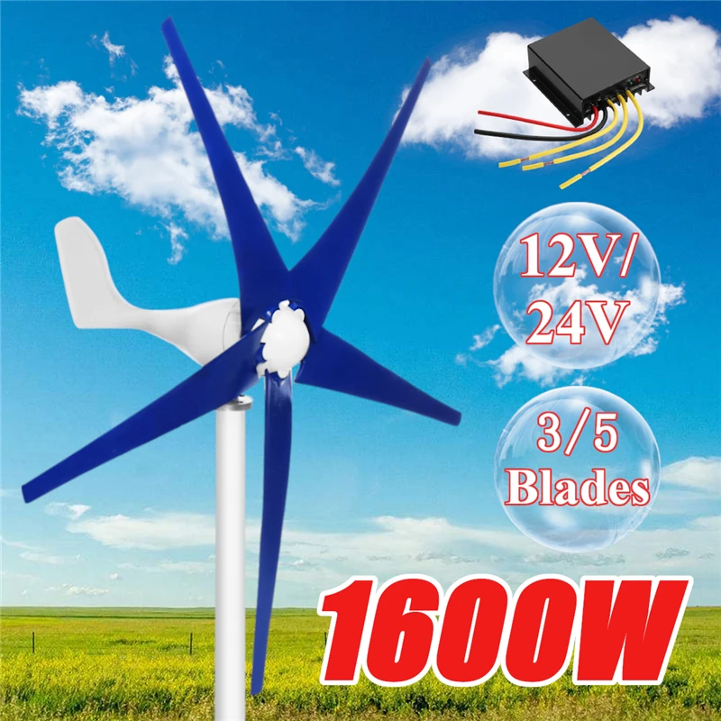New 1600W 12/24V Wind for Turbine Generator 3/5 Wind Blades OptionWind Controller Gift Fit for Home +Mounting accessories bag
New 1600W 12/24V Wind for Turbine Generator 3/5 Wind Blades OptionWind Controller Gift Fit for Home +Mounting accessories bag