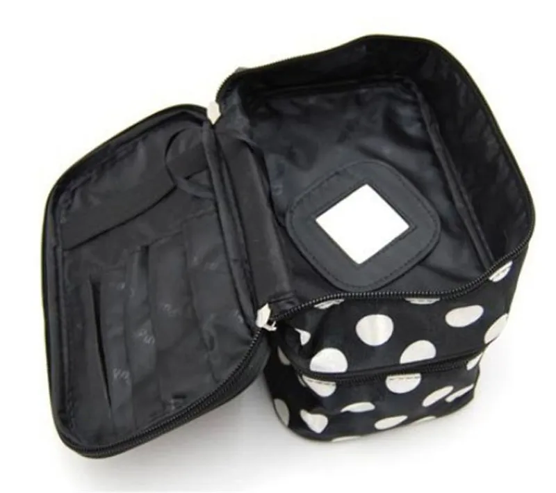 Trunk Cosmetic Hangbag Women Dots Printed Makeup Case Double Layer Cosmetic Bag Travel Portable Zipper Storage Bags with Mirror
Trunk Cosmetic Hangbag Women Dots Printed Makeup Case Double Layer Cosmetic Bag Travel Portable Zipper Storage Bags with Mirror