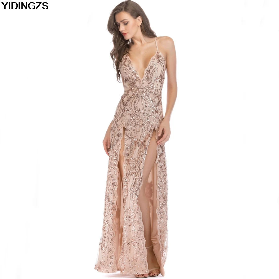 YIDINGZS Slit Sexy Sequins Prom Dress Womens Backless Strap Cross Long Party Dress
YIDINGZS Slit Sexy Sequins Prom Dress Womens Backless Strap Cross Long Party Dress