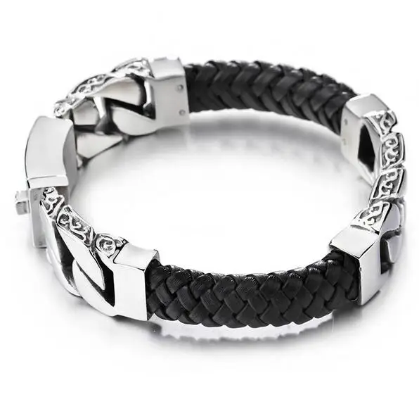 Мужской браслет из натуральной кожи в стиле ретро|curb chain bracelet|chain braceletchain bracelet men |