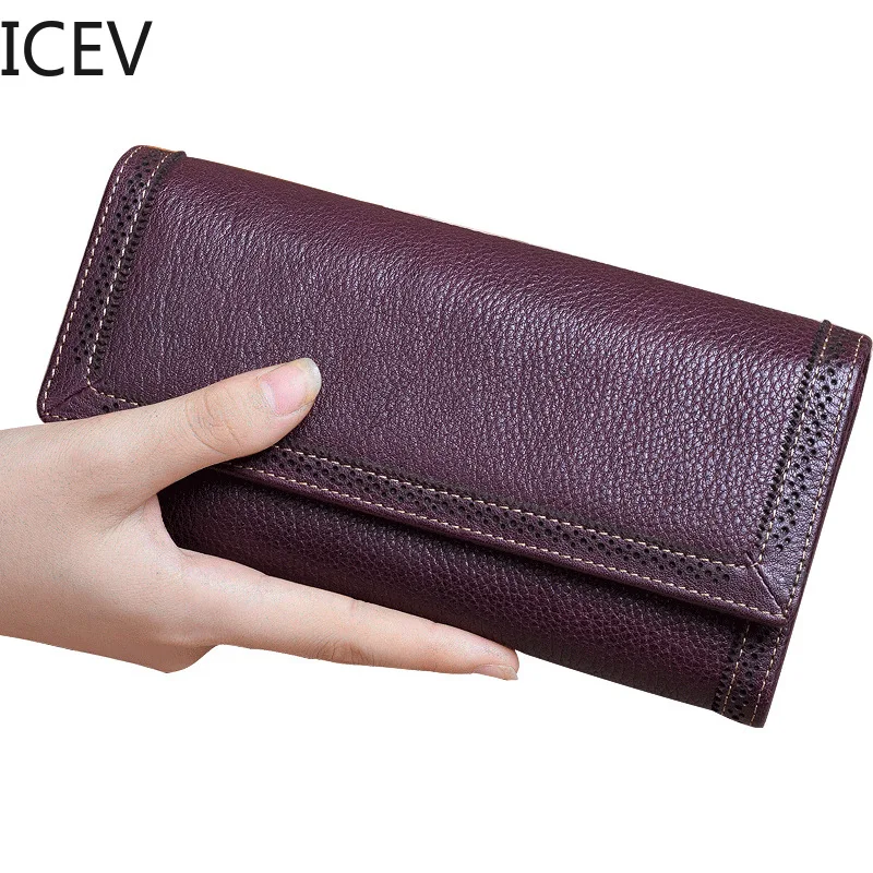 ICEV Genuine Leather Wallet Women Purse with Hollow Out High Quality Cowhide Card Holder Cell Phone Pocket Female Day Clutch Sac
ICEV Genuine Leather Wallet Women Purse with Hollow Out High Quality Cowhide Card Holder Cell Phone Pocket Female Day Clutch Sac