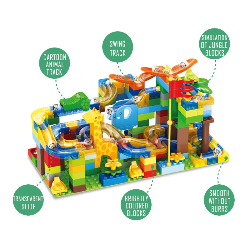 Marble Race Run Maze Balls Track DIY Animal Jungle Funnel Slide Track Building Blocks Compatible With Duplos Bricks Children Toy
Marble Race Run Maze Balls Track DIY Animal Jungle Funnel Slide Track Building Blocks Compatible With Duplos Bricks Children Toy
