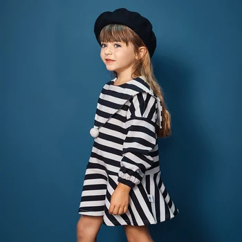 MiniBalabala Kids Girls Fashion Stripe Dress with Pom Long Sleeve Cotton Dresses Featured A Sailor Collar Children Clothing
MiniBalabala Kids Girls Fashion Stripe Dress with Pom Long Sleeve Cotton Dresses Featured A Sailor Collar Children Clothing
