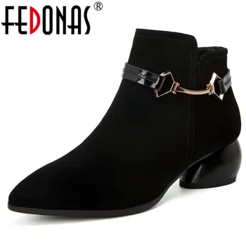 FEDONAS Autumn Winter Elegant Pointed Toe Kid Suede Women Ankle Boots Strange Heels Party Office Shoes Woman New Chelsea Boots
FEDONAS Autumn Winter Elegant Pointed Toe Kid Suede Women Ankle Boots Strange Heels Party Office Shoes Woman New Chelsea Boots