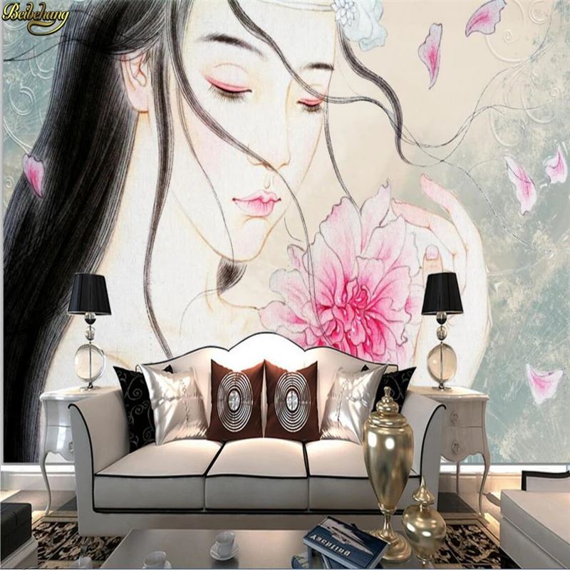 

beibehang Custom photo 3D wall paper mural beauty embossed TV background wall wallpapers for living room papel de parede