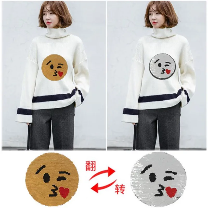 Clothing women Sequin patches Reversible change color Shy Smile face Up and Down Flip Patch for clothes stranger things Stickers
Clothing women Sequin patches Reversible change color Shy Smile face Up and Down Flip Patch for clothes stranger things Stickers
