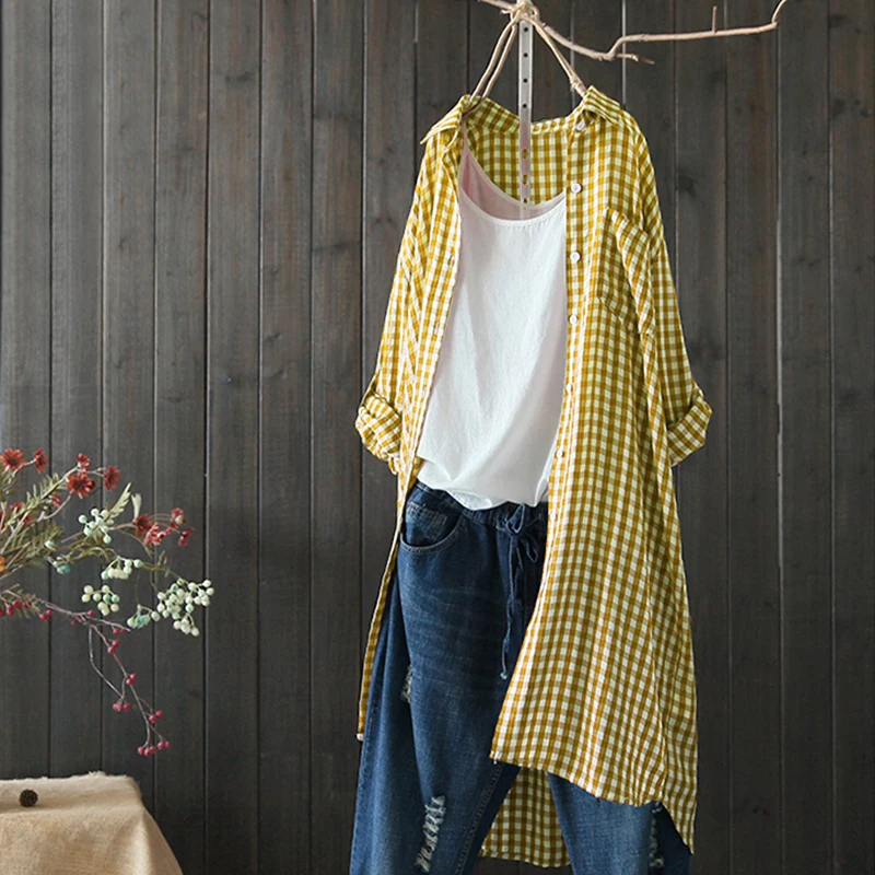 Blusas Top 2019 ZANZEA Elegant Lapel Work Office Autumn Shirt Women Casual Long Sleeve Check Plaid Cotton Linen Long Blouse Tops
Blusas Top 2019 ZANZEA Elegant Lapel Work Office Autumn Shirt Women Casual Long Sleeve Check Plaid Cotton Linen Long Blouse Tops