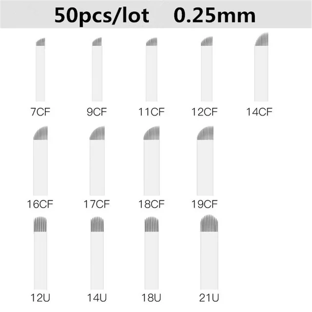 50 Pcs Tattoo Eyebrow Needles 0.25mm for Microblading Embroidery Pen Permanent Needles Makeup Eyebrow Tattoo Supplies
50 Pcs Tattoo Eyebrow Needles 0.25mm for Microblading Embroidery Pen Permanent Needles Makeup Eyebrow Tattoo Supplies