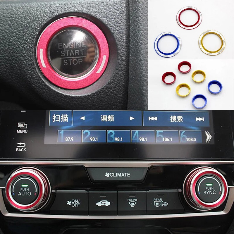 Anodized Aluminum AC Climate Control Ring Knob Cover 3Pc/Set For Honda Civic 2016 2017 Switch Knob Buttons Ignition Trim Sticker
Anodized Aluminum AC Climate Control Ring Knob Cover 3Pc/Set For Honda Civic 2016 2017 Switch Knob Buttons Ignition Trim Sticker