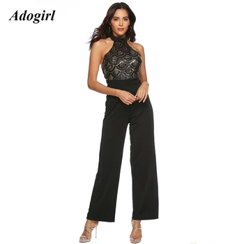 Adogirl Sexy Backless Halter Sequin Jumpsuit Women Elegant Sleeveless Wide Leg Pants Rompers Evening Club Party Slim Overalls
Adogirl Sexy Backless Halter Sequin Jumpsuit Women Elegant Sleeveless Wide Leg Pants Rompers Evening Club Party Slim Overalls