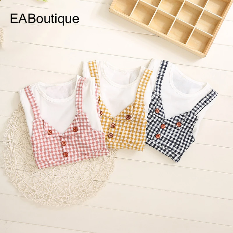 EABoutique/милый ремень клетчатые свободные платья для малышей Одежда маленьких