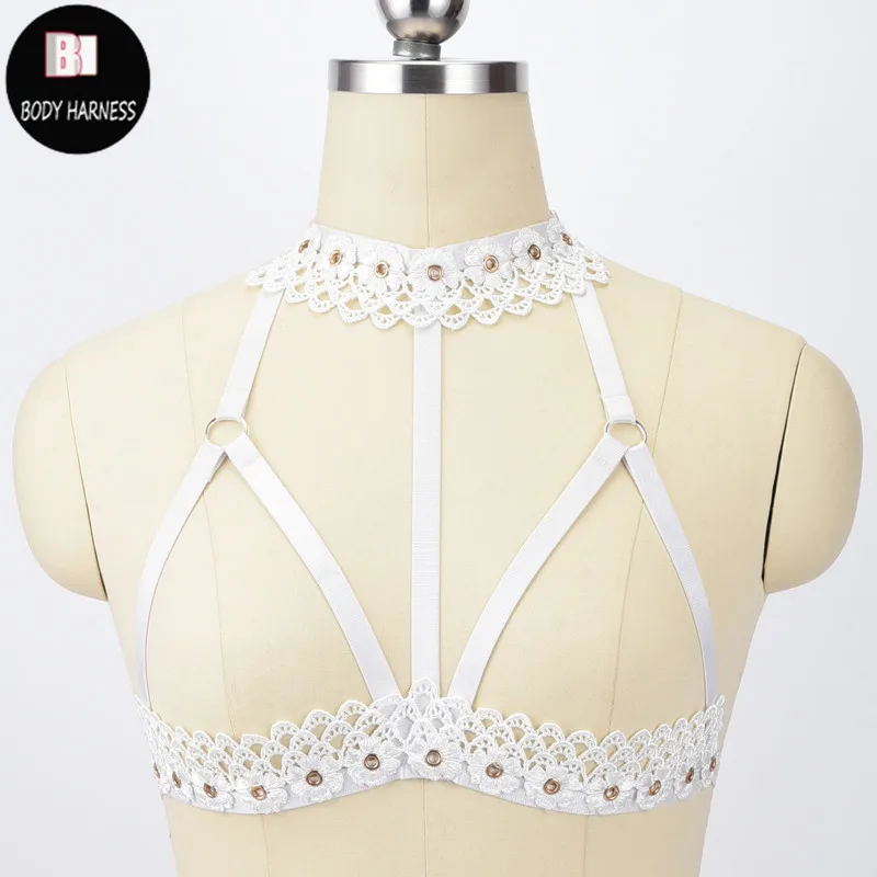 BODY HARNESS White Flower Lace Body Bondage Lingerie Crop Top Harness Bra Women Gothic Necklace Fetish Cage Bra Bondage Harness
BODY HARNESS White Flower Lace Body Bondage Lingerie Crop Top Harness Bra Women Gothic Necklace Fetish Cage Bra Bondage Harness