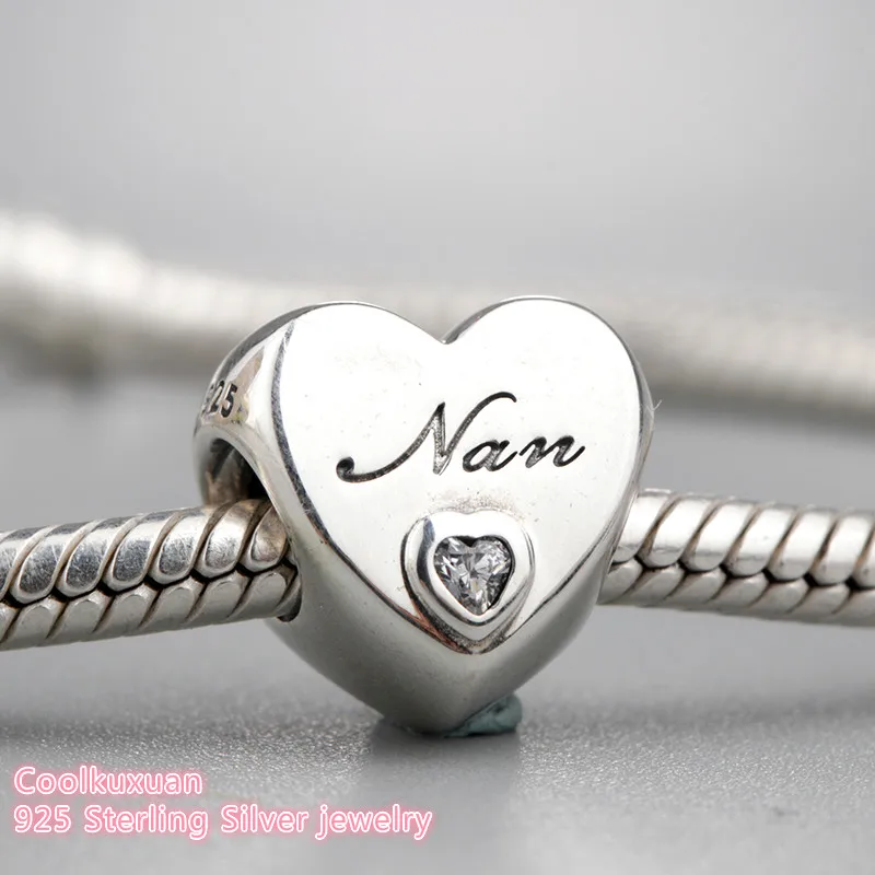 new Spring 925 Sterling Silver Nan heart Charm white cz Charm Beads Fit Original Pandora Charms Bracelet DIY jewelry
new Spring 925 Sterling Silver Nan heart Charm white cz Charm Beads Fit Original Pandora Charms Bracelet DIY jewelry