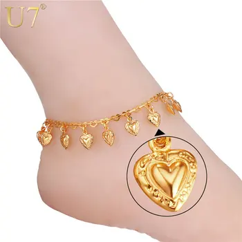 U7 Heart Charms Ankle Bracelet On Leg Gold Color Summer Jewelry Wholesale Anklet Bracelet Foot Jewelry For Women Gift A318
U7 Heart Charms Ankle Bracelet On Leg Gold Color Summer Jewelry Wholesale Anklet Bracelet Foot Jewelry For Women Gift A318