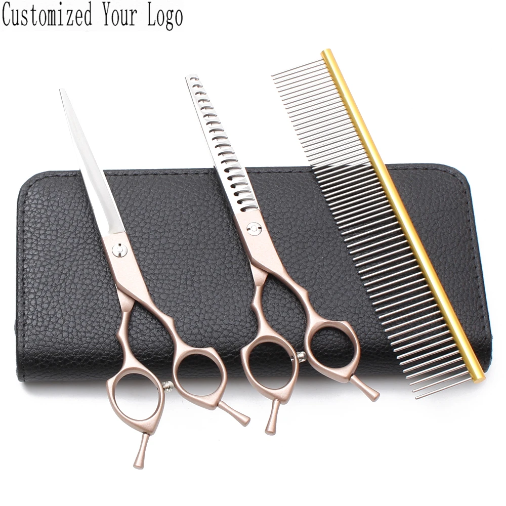 7" JP 440C Customized Logo Red Straight Scissors Thinning Shears Dog Scissors Grooming Scissors Professional Pet Scissors C9029
7" JP 440C Customized Logo Red Straight Scissors Thinning Shears Dog Scissors Grooming Scissors Professional Pet Scissors C9029