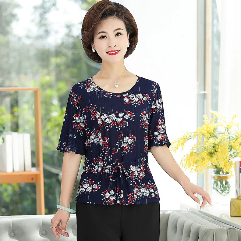 2019 new middle age women summer clothes printed short sleeve tops casual plus size mother o-neck pullover bottoming shirt
2019 new middle age women summer clothes printed short sleeve tops casual plus size mother o-neck pullover bottoming shirt
