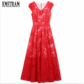 KMETRAM 2019 New Spring Summer Lace Dress Slim Fashion V neck Sexy Hollow Out Red Dresses Women Elegant Vintage Vestidos HH810
KMETRAM 2019 New Spring Summer Lace Dress Slim Fashion V neck Sexy Hollow Out Red Dresses Women Elegant Vintage Vestidos HH810
