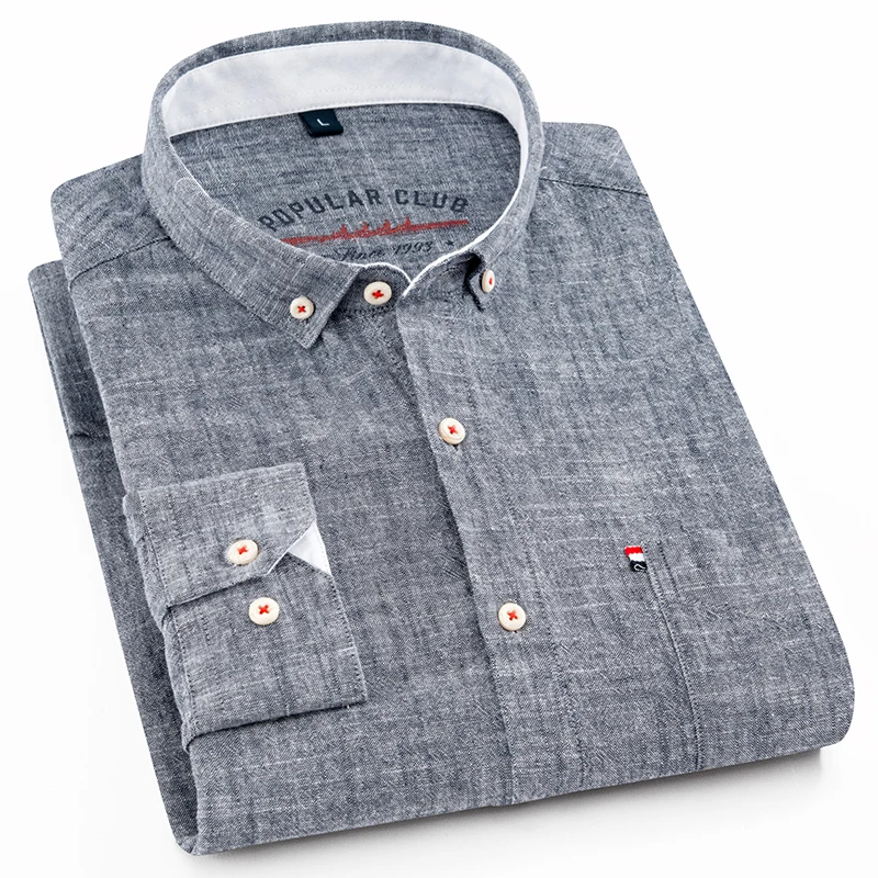 New Design Mens Shirt 80% Cotton Line Soft Long Sleeve Camicia Solid Color Slim Fit High Quality Gray Man Shirts Brand Clothing
New Design Mens Shirt 80% Cotton Line Soft Long Sleeve Camicia Solid Color Slim Fit High Quality Gray Man Shirts Brand Clothing