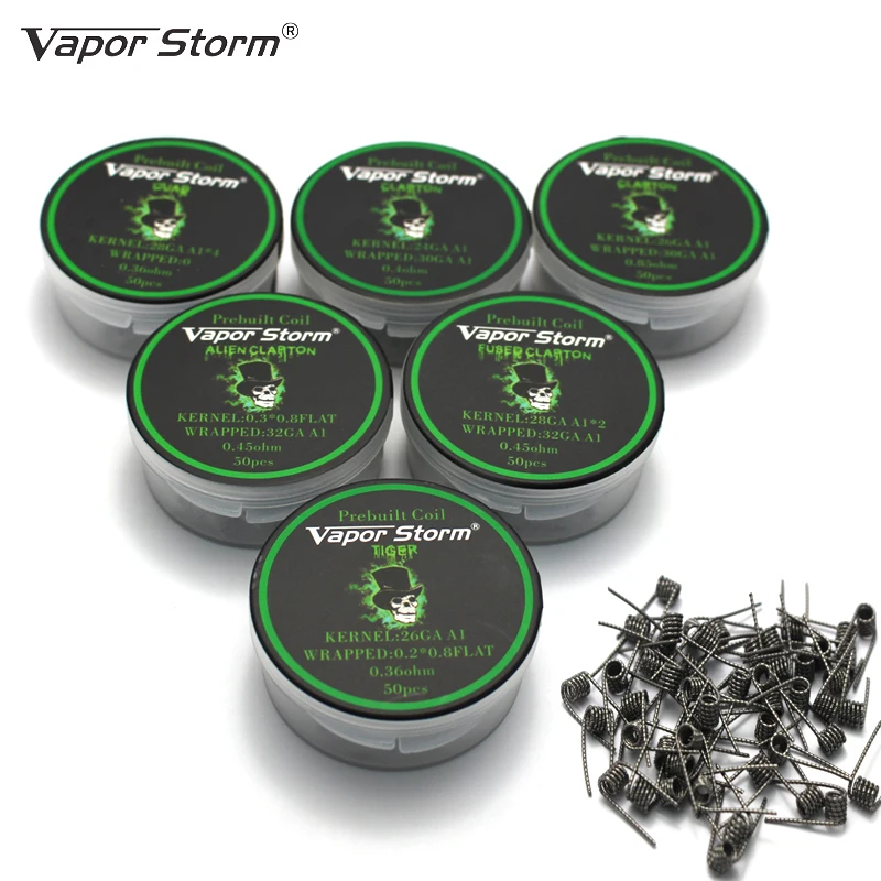 

Vapor Storm A1 Heating Wire Coil RDA Coil DIY Flat Twisted Fused Hive Clapton Coils Prebuilt Wrap Wires Alien Mix Twisted 50pcs