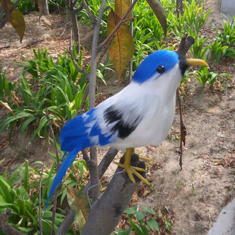 

simulation bird about 12cm foam&feathers white&blue bird handicraft prop home garden decoration gift p0131