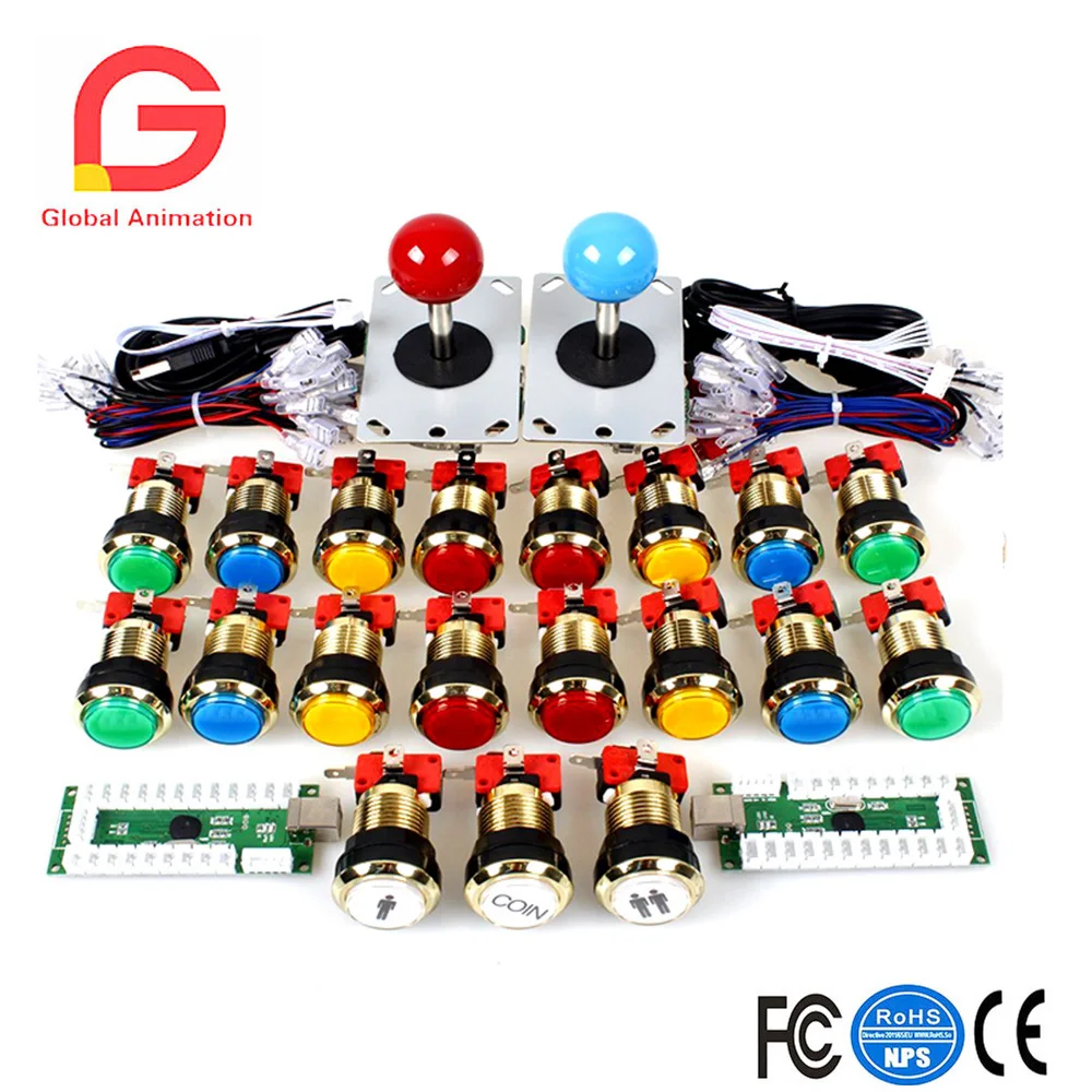 Two Player Arcade DIY Kits Parts USB Encoder To PC Joystick+ 5Pin Sticker+Gilded 1 & 2 Players Coin LED Lamp Lights Push Button
Two Player Arcade DIY Kits Parts USB Encoder To PC Joystick+ 5Pin Sticker+Gilded 1 & 2 Players Coin LED Lamp Lights Push Button