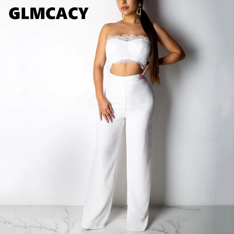 Women Lace Tube Top Loose Jumpsuit Sexy Strapless Cutout Casual Romper Wide Leg Pants Club Party Outfit Overalls
Women Lace Tube Top Loose Jumpsuit Sexy Strapless Cutout Casual Romper Wide Leg Pants Club Party Outfit Overalls
