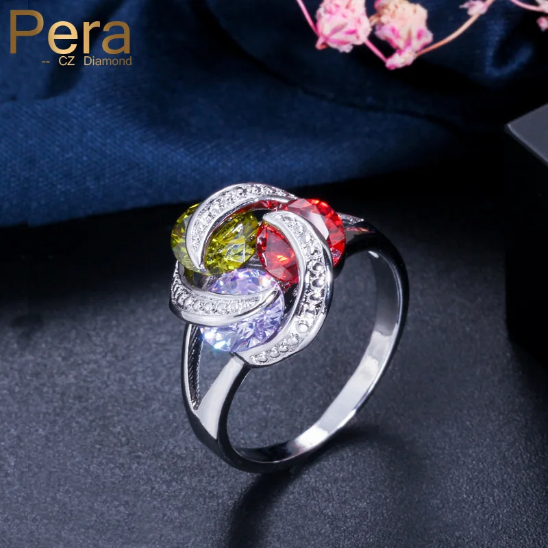 Pera Модные женские вечерние кольца на палец 3 крученые сверкающие красные
