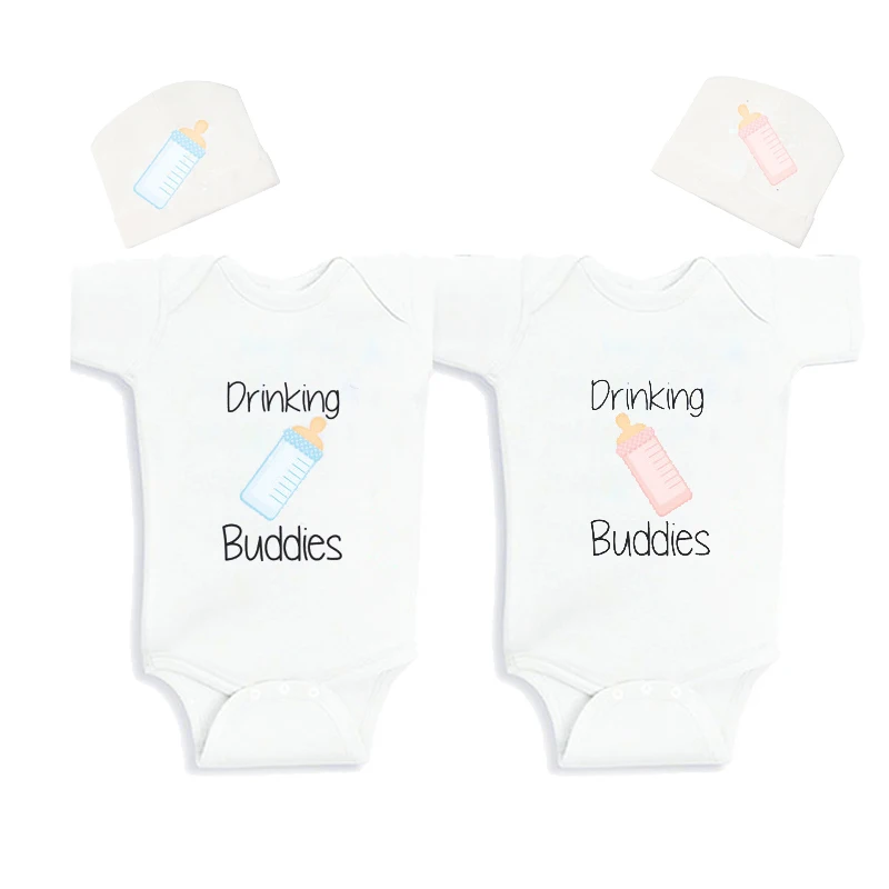 Culbutomind Twin Baby shower gifts Twin Matching Outfits Drinking Buddies Print Baby Body Suit with Custom Cap Twins Clothing
Culbutomind Twin Baby shower gifts Twin Matching Outfits Drinking Buddies Print Baby Body Suit with Custom Cap Twins Clothing