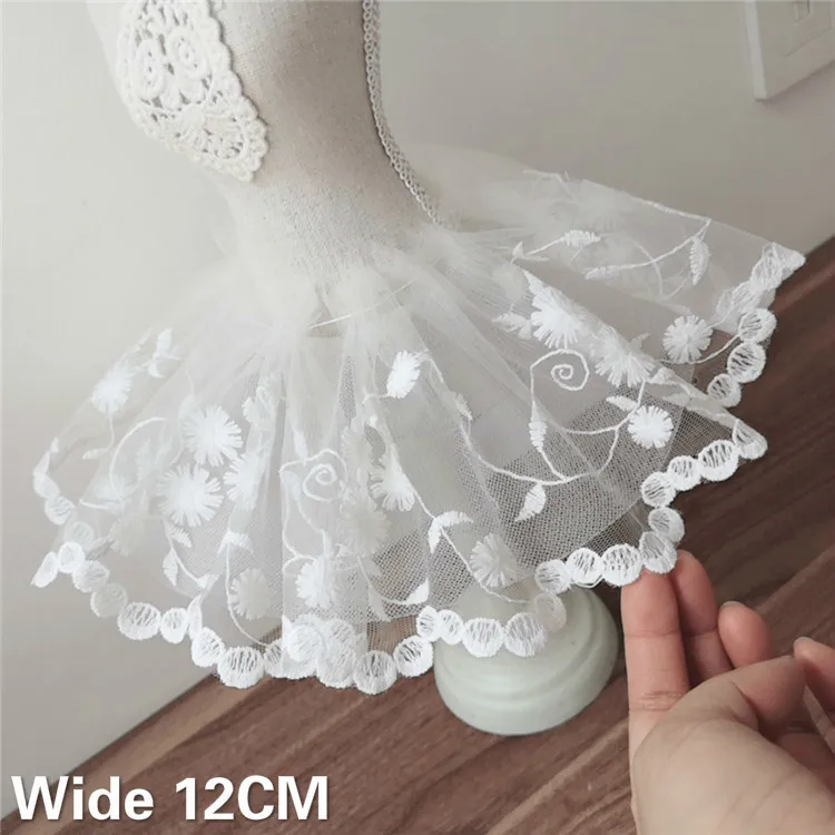12CM Wide Luxury White Voile Lace Embroidery Fabric Guipure Applique Ribbon Trim Wedding Women Dress Curtain DIY Sewing Supplies
12CM Wide Luxury White Voile Lace Embroidery Fabric Guipure Applique Ribbon Trim Wedding Women Dress Curtain DIY Sewing Supplies