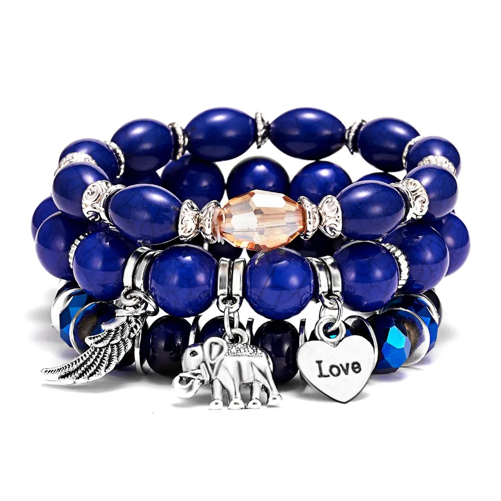 3Pcs/set Bohemian Natural Stone Bracelets Love Heart Elephant Charm Bracelet Bangle Colorful Beads Wrap Bracelets for Women Men
3Pcs/set Bohemian Natural Stone Bracelets Love Heart Elephant Charm Bracelet Bangle Colorful Beads Wrap Bracelets for Women Men