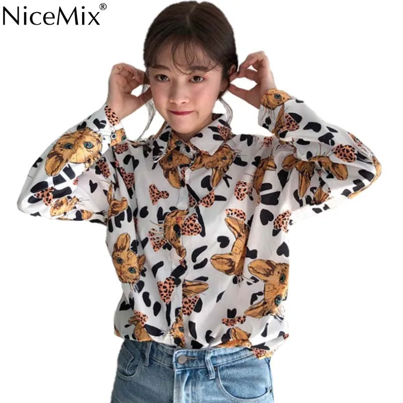 NiceMix Girls Sweet Cat Print Blouse Turn Down Collar Long Sleeve Long Blouses Spring Autumn Casual Loose Female Shirts
NiceMix Girls Sweet Cat Print Blouse Turn Down Collar Long Sleeve Long Blouses Spring Autumn Casual Loose Female Shirts