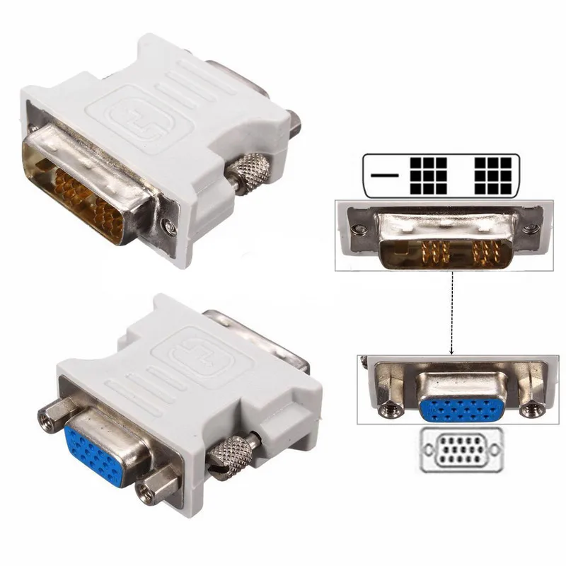 Mayitr 1pc Professional DVI-D to VGA Adapter 18+1 Pin DVI Male to 15 Pin VGA Female Plug Adapter Converter for PC Laptop