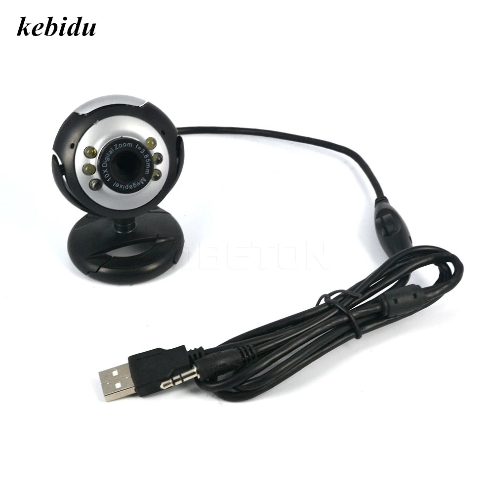 Цифровая HD веб камера kebidu USB 2 0 12 мегапикселей 6 светодиодов с микрофоном для Skype MSN