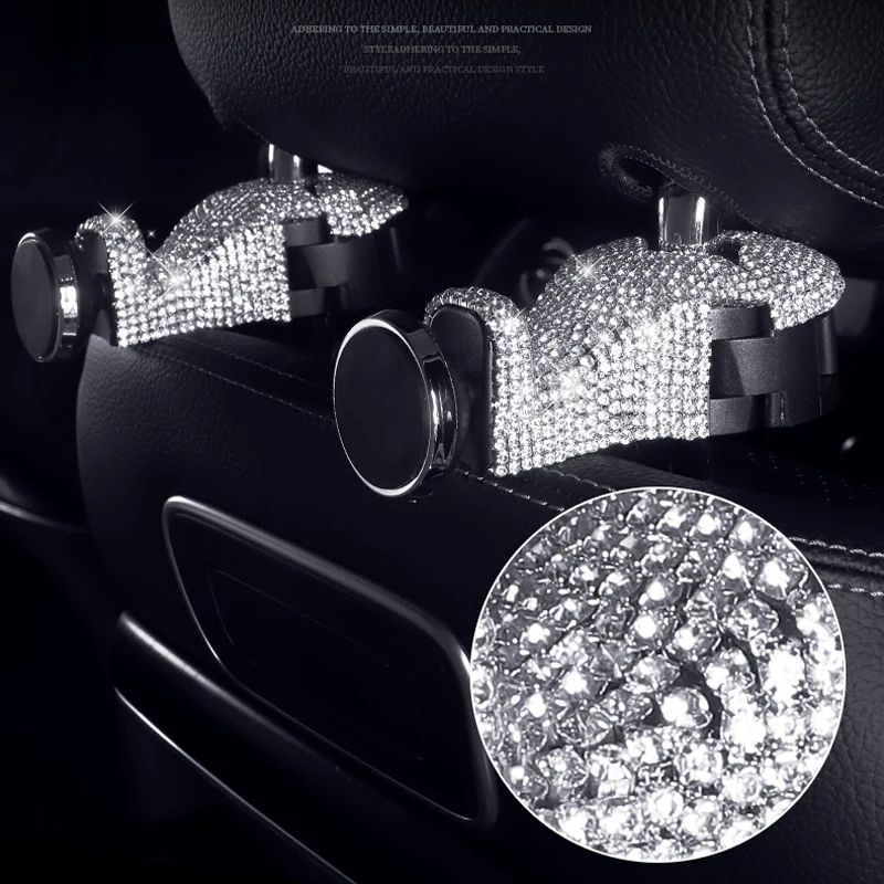Rhinestone Car Headrest Hook Diamond Seat Back Hanger Holder Vehicle Organizer for Handbags Purses Coats and Grocery Bags
Rhinestone Car Headrest Hook Diamond Seat Back Hanger Holder Vehicle Organizer for Handbags Purses Coats and Grocery Bags