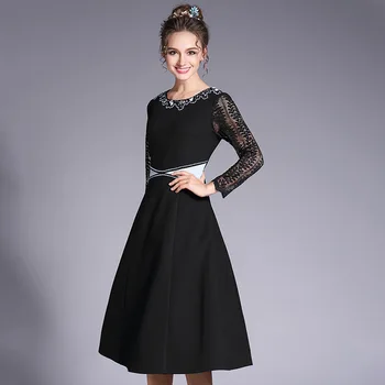 2018Spring fashion ladies elegant long dress Plus Size beaded lace patchwork pinched waist cultivating casual vestidos S-XXXXXL
2018Spring fashion ladies elegant long dress Plus Size beaded lace patchwork pinched waist cultivating casual vestidos S-XXXXXL
