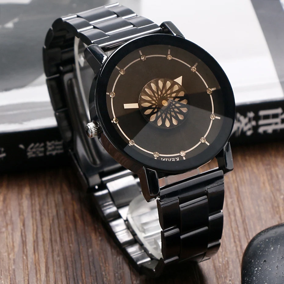KEVIN Female Wristwatch Creative Double dials Simple Quartz Watch Bronze Stainless Steel Bracelets Women Clock for Parties (1)