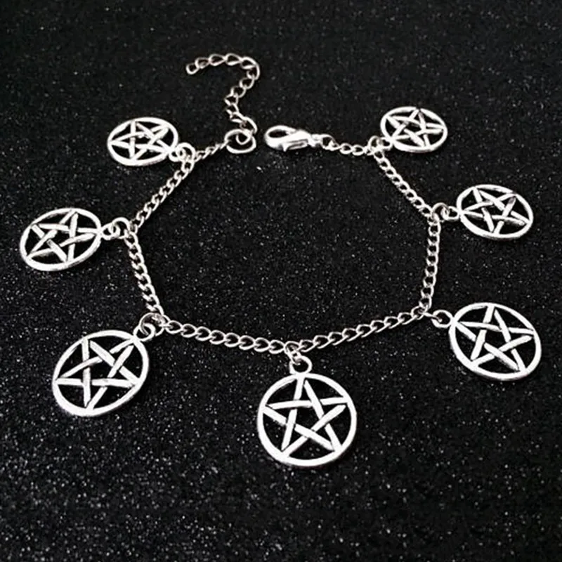 Pentacle Bracelet Vintage Silver Wiccan Charm Infinity Pentagram Beads Cuff Bracelet Anklets Jewelry Women Gifts Accessories
Pentacle Bracelet Vintage Silver Wiccan Charm Infinity Pentagram Beads Cuff Bracelet Anklets Jewelry Women Gifts Accessories