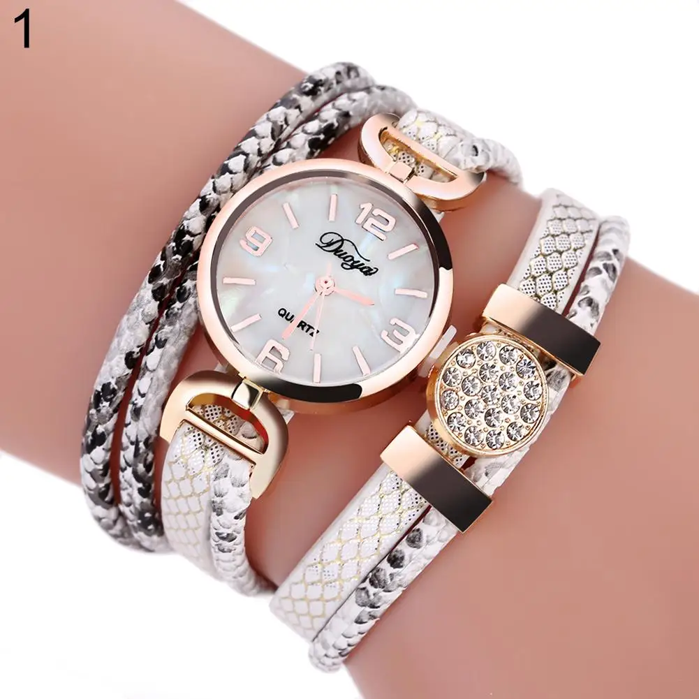 Ladies Multilayer Rhinestone Snake Print Snap Button Bracelet Bangle Wrist Watch
Ladies Multilayer Rhinestone Snake Print Snap Button Bracelet Bangle Wrist Watch