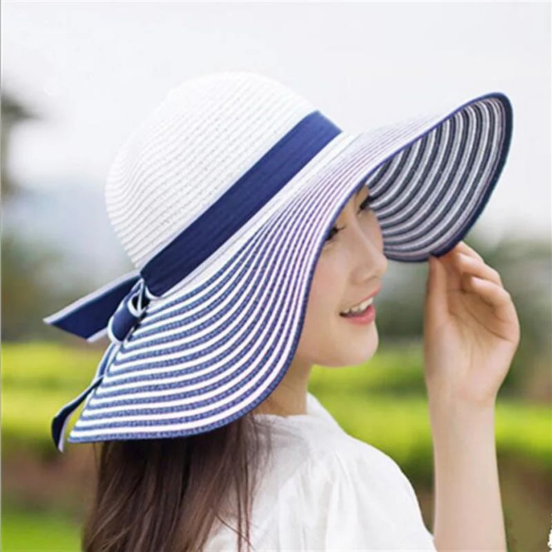 50pcs/lot Fashion Hepburn Wind Black White Striped Bowknot Summer Sun Hat Beautiful Women Straw Beach Hat Large Brimmed Hat
50pcs/lot Fashion Hepburn Wind Black White Striped Bowknot Summer Sun Hat Beautiful Women Straw Beach Hat Large Brimmed Hat